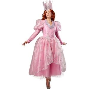 Wizard of Oz Glinda Adult Premium Pink Dress Crown Halloween Costume, M or L